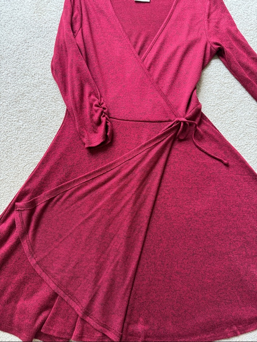 Janetchung Women's Wrap Dress in Wine - Picture 3 of 5
